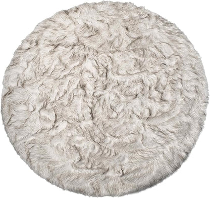 Luxe Gordon Faux Fur Rug with Soft and Fluffy Pile | Machine Washable Living Room Rug with Anti-Slip Backing | Cruelty-Free Area Rugs for Office or Bedroom, Gradient Chocolate, 6 ft Dia.