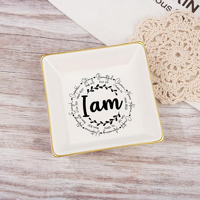 JoycuFF Christian Gifts for Women Religious Spiritual Gifts Jewelry Dish Gifts for Womens Easter Gifts for Girls Women Teens Inspirational Catholic Communion Confirmation Gifts