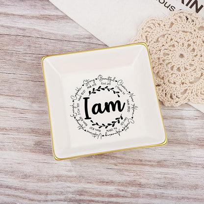 JoycuFF Christian Gifts for Women Religious Spiritual Gifts Jewelry Dish Gifts for Womens Easter Gifts for Girls Women Teens Inspirational Catholic Communion Confirmation Gifts
