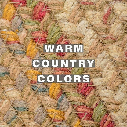 Homespice Azalea Round Braided Placemats, Warm Country Primitive Decor, Set of 2, 15" Multicolor Jute Table Mats - Vibrant Colors, Durable, Easy to Clean and Protects Furniture