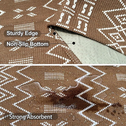 Boho Rugs for Living Room,3x5 ft Braided Rug,Washable Faux Jute Rug for Bedroom,Cotton Soft Entryway Rugs,Floor Carpet with Rubber Backed,Non Slip,Brown/White
