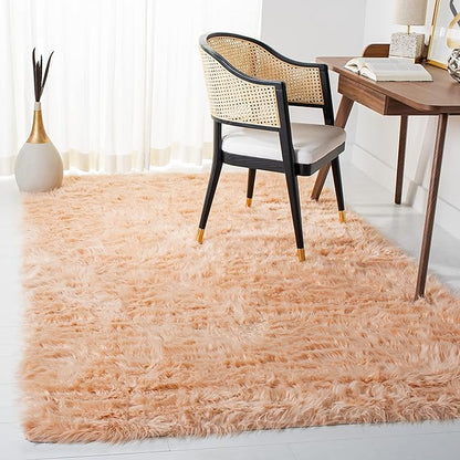 SAFAVIEH Faux Sheep Skin Collection 5' x 7' Light Pink FSS235U Silken Glam 2.35-inch Thick Area Rug