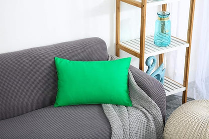 TangDepot Handmade Decorative Solid 100% Cotton Canvas Throw Pillow Covers/Pillow Shams, (12"x18", Bright Green)