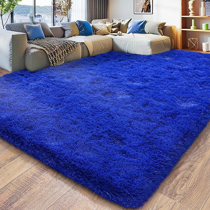 8x10 Large Area Rugs for Living Room, Ultra Fluffy Shag Rug for Bedroom, Modern Plush Soft Carpet for Girls Boys Kids Room Dorm Fuzzy Non Slip Rug for Home Decor Aesthetic, Royal Blue