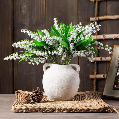 Ceramic Vase - Small White Vases for Decor - 6in Flowers Vases for Centerpieces - Farmhouse Rustic Vases for Pampas Grass, Decorative Vase for Bouquet, Lyeec Clay Pottery Terracotta Vase