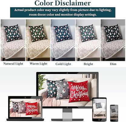 PAVILIA Holiday Throw Pillow Covers 18x18 Set of 2, Decorative Pillow Cases Bed Sofa Couch, Christmas Winter Accent Decor Cushion Bedroom Living Room, Velvet Square Euro Sham Covers, Santa Green
