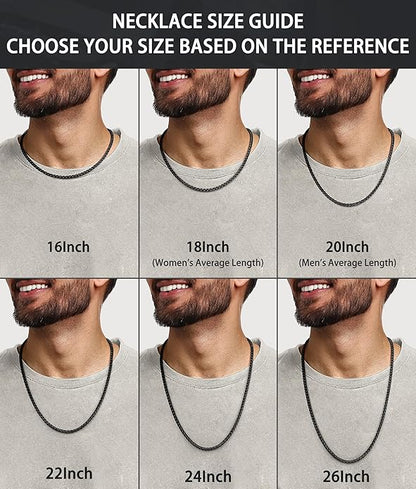 Jewlpire 4mm Wheat Chain Necklace for Men, Silver Tone/Black/14K Gold Plated Stainless Steel Necklace Chain, Mens Chains Necklaces 16 18 20 22 24 26 Inch