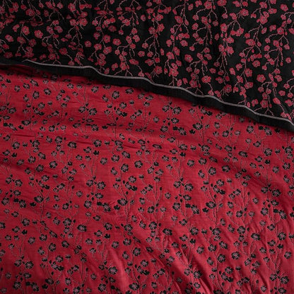 100% Cotton Muslin Jacquard 3 Piece Quilt Set Floral Plum Blossom Print, Soft 3 Layers Gauze Bed Cover Reversible Bedspread Coverlet Breathable Lightweight Bedding Set, King