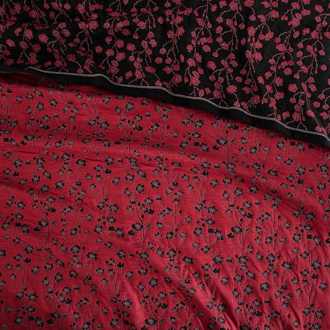 100% Cotton Muslin Jacquard 3 Piece Quilt Set Floral Plum Blossom Print, Soft 3 Layers Gauze Bed Cover Reversible Bedspread Coverlet Breathable Lightweight Bedding Set, Queen
