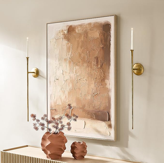 Z Gallerie Aspar Wall Sconce Long Candle Holder in Gold Finish, Retro Chic Wall Decor for Living Room, Vintage Candle Wall Sconce with Timeless Appeal(A Sconce Without Candles)