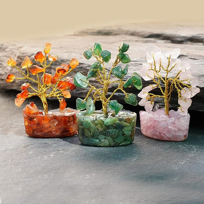 KARMAPLEDGE Healing Crystal Tree of Life Gifts for Women, Set of 12 Handmade 7 Chakra Healing Crystal Tree for Home Decor, Office Decor, Positive Energy, Money, Good Luck Gifts Mom