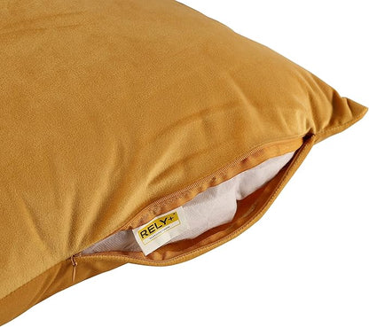 RELY+ Pack of 2 Throw Pillow Covers 16x16 Inch Velvet Soft Cozy Solid Decoration Gifts Pillow Covers Luxury Cushion Case for Sofa Couch Bedroom Living Room (Gold, 18 X 18)