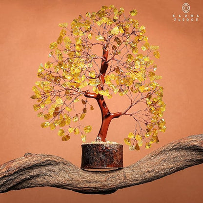 Crystal Tree Gifts for Women, Chakra Healing Citrine Crystals Handmade Tree of Life for Home and Office Desk Decoration, Reiki Healing, Good Luck, Positive Energy, Money, Birthday Gifts
