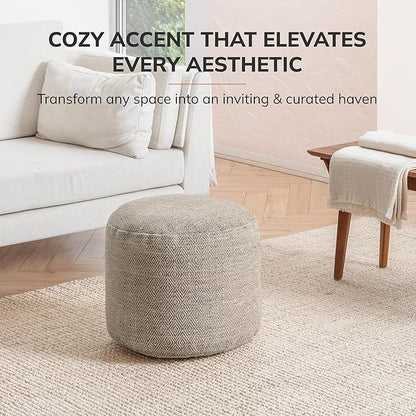 Anji Mountain 100% Handmade & Handcrafted Comfortable Home Décor Pouf Ottoman Footrest for Living Room, Bedroom, Nursery, Kidsroom, Patio Furniture - (22" x 22" x 17" - Stone)
