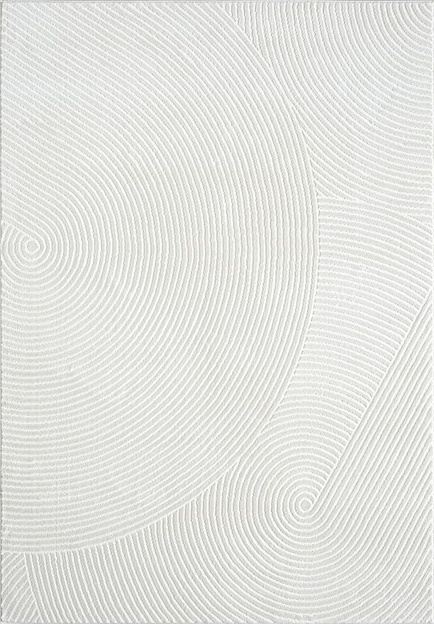 Abani Area Rug for Living Room, Bedroom - Zen Reiki Circles Pattern - Durable & Easy to Clean (Cream, 10' x 14')