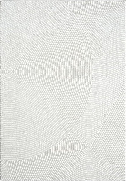 Abani Area Rug for Living Room, Bedroom - Zen Reiki Circles Pattern - Durable & Easy to Clean (Cream, 10' x 14')
