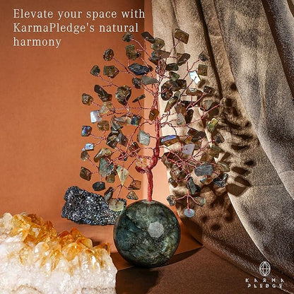 Crystal Tree of Life Home and Office Decor Gifts for Women, Labradorite Chakra Healing Stones Feng Shui Bonsai Tree for Positive Energy, Money, Good Luck, Christmas Decor, Birthday Gifts for Mom
