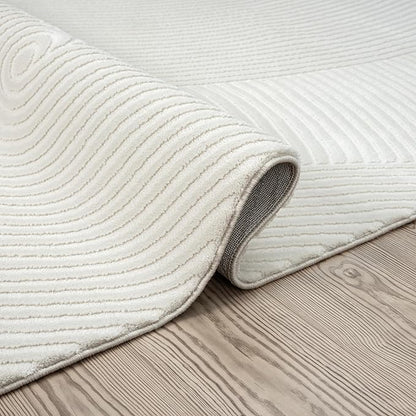 Abani Cream Area Rug 12' x 15' for Living Room, Bedroom, Dining Room - Zen Reiki Circles Pattern - Durable & East to Clean