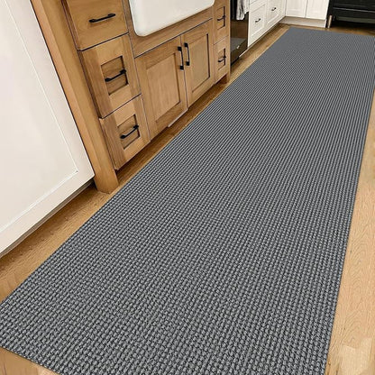 IOHOUZE Washable Exrea Long Hallway Runner Rug 3x14 Non Slip Rubber Backed Kitchen Runner Entryway Runner Indoor, Woven Rugs Floor Carpet for Kitchen Hall Entryway Stair,Dark Grey