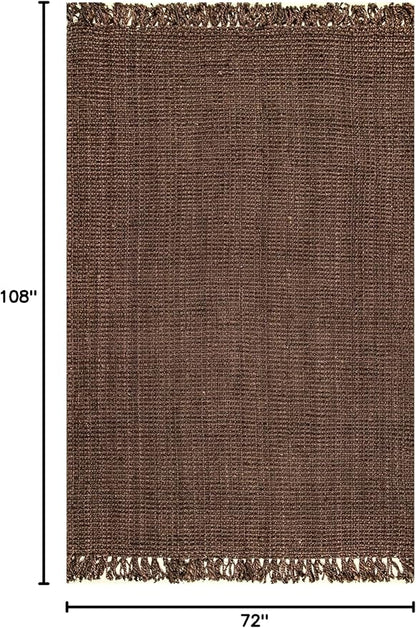Nuloom Daniela Chocolate, 6' x 9', Handmade, Jute, Tassel, Soft and Textured, High Traffic, Stain Resistant, Easy Clean, Durable Area Rug for Bedroom, Living Room, Dining Space, Foyer, Entryway