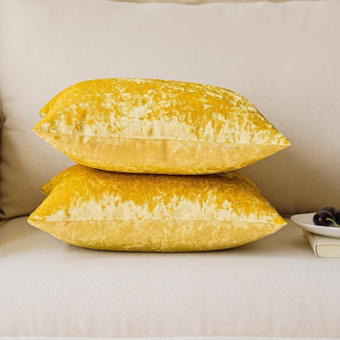 NiNi ALL Decorative Throw Pillow Covers Pack of 2, Velvet Throw Pillow Cases for Couch Pillows Cover Bedroom Living Room Outdoor Pillow Covers 24x24 Inch Gold
