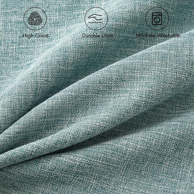 MIULEE Pack of 2 Decorative Linen Burlap Coastal Pillow Covers Farmhouse Boho Accent Pillowcases for Sofa Car Couch Bedroom Living Room Decor 12x20 Inch Teal