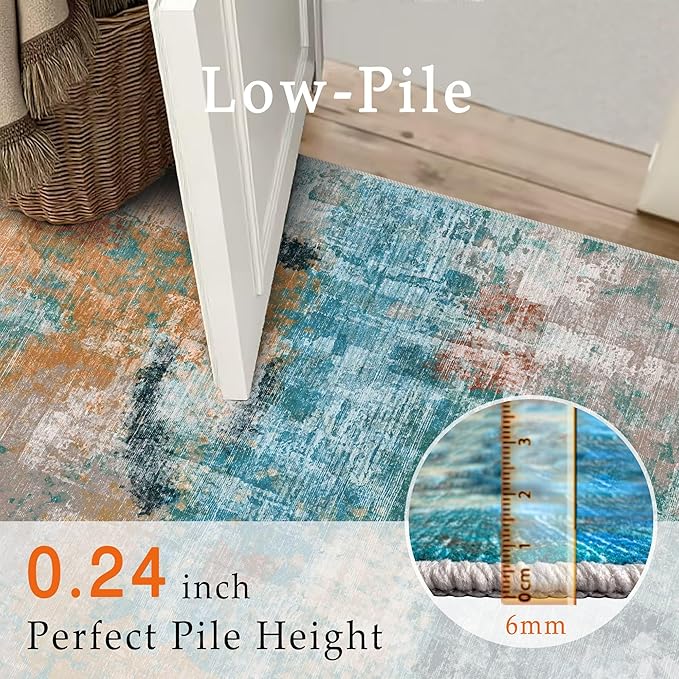 vivorug Round Rug 5ft Abstract Round Area Rug Non-Slip Indoor Carpet for Living Room Bedroom Entryway, Stain Resistant Home Decor Circle Rug, Rosy Clouds