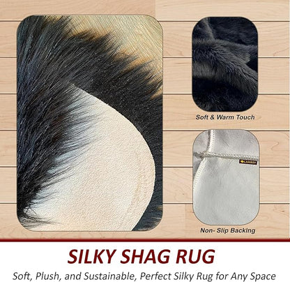 LAMBZY High Pile Super Fluffy Soft Faux Sheepskin Rug | Faux Sheepskin Rugs for Living Room Playroom Bedroom | Classic Super Soft to Touch Rug (9'x12', Black)