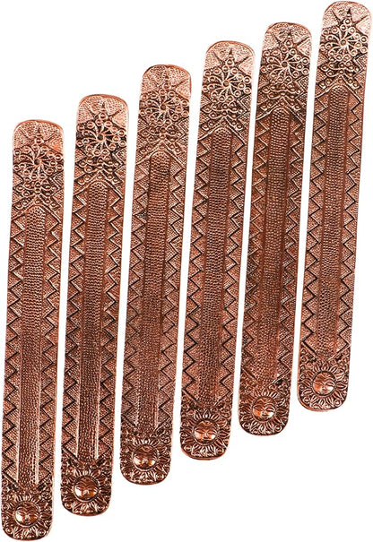 Hosley Set of 6 Metal Incense Stick Holders 9.5-Inch with Ash Catcher, Elegant Copper Finish, Ideal Gift for Wedding, Aromatherapy, Zen, Spa, Reiki, Meditation, Home Decor, Room Decor, Kitchen Decor