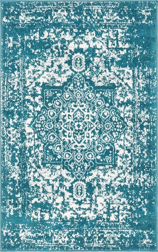 Rugs.com Arlington Collection Rug – 3' x 5' Turquoise Medium-Pile Rug Perfect for Living Rooms, Large Dining Rooms, Open Floorplans