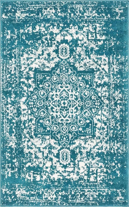 Rugs.com Arlington Collection Rug – 3' x 5' Turquoise Medium-Pile Rug Perfect for Living Rooms, Large Dining Rooms, Open Floorplans