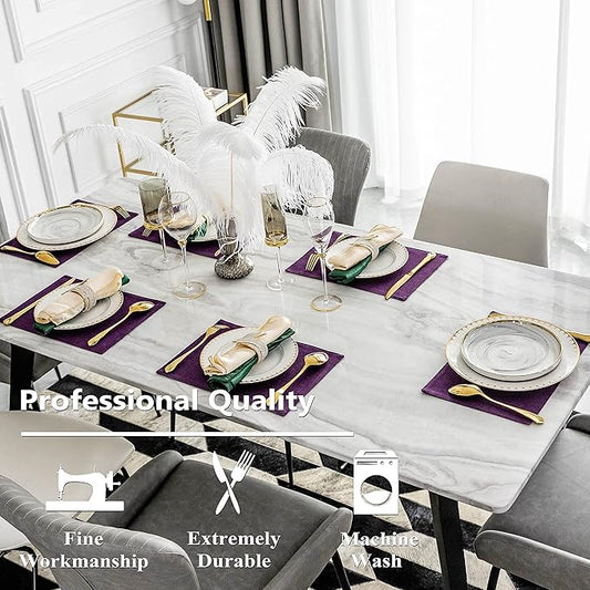 Home Brilliant Placemats Set of 6 Heat Resistant Dining Table Place Mats for Kitchen Table, 13 x 19 inches, Purple