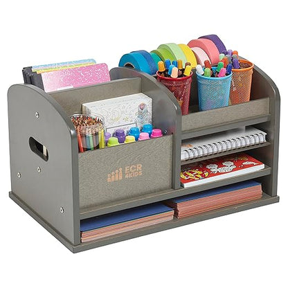 ECR4Kids Tabletop Supplies Storage Center, Teacher Caddy, Grey Wash