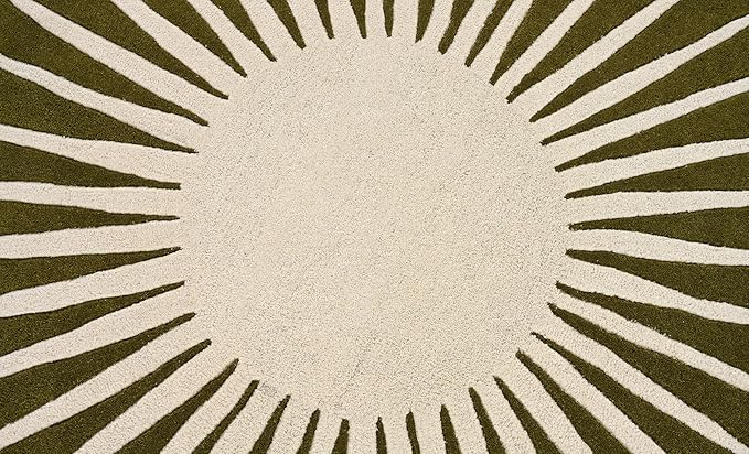 Modern Round Area Rug – Hand-Tufted with 100% NZ Wool, Thick & Soft Circular Carpet for Living Room, Bedroom & Dining Room Decor (Moss Green, 9' Round)