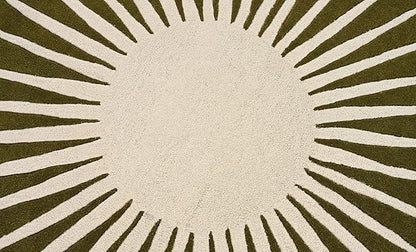 Modern Round Area Rug – Hand-Tufted with 100% NZ Wool, Thick & Soft Circular Carpet for Living Room, Bedroom & Dining Room Decor (Moss Green, 9' Round)