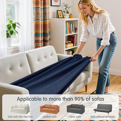 Hokway Couch Cushion Covers Stretch Cushion Covers Sofa Seat Cushion Slipcover Cushion Protector(DarkBlue, Medium)