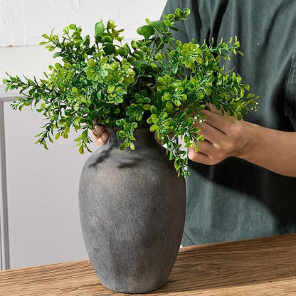 Large Ceramic Rustic Flower Vase, 10.43 Inch Tall Vintage Pottery Home Decor, Farmhouse Terracotta Vase for Living Room, Table, Shelf, Mantel Decoration, Farmhouse - Black Bronze