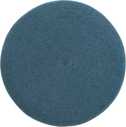 REDEARTH · Cylindrical Pouf Foot Stool Ottoman - Jute Braided Pouffe Poof Accent Sitting Footrest for Living Room, Bedroom, Nursery, Patio, Lounge & Other Rooms (Teal Natural, 18"X18"X14")