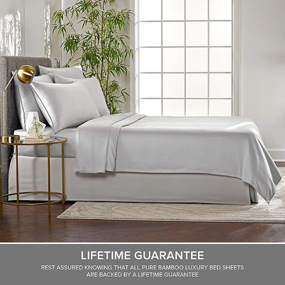 King Pillowcases by Pure Bamboo, Genuine 100% Organic Viscose Derived from Bamboo, Luxuriously Soft & Cooling, Double Stitching, Envelope Closure (2 King Pillowcases, Silver Pearl)