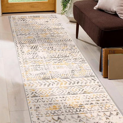 Rugshop Geometric Boho Perfect for high Traffic Areas of Your Living Room,Bedroom,Home Office,Kitchen Runner Rug 2' x 7' Yellow