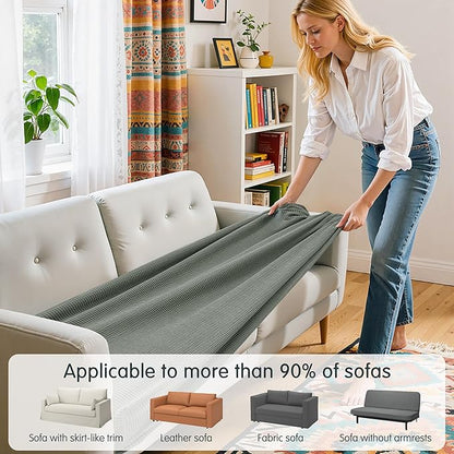 Hokway Couch Cushion Covers Stretch Cushion Covers Sofa Seat Cushion Slipcover Cushion Protector(GreyishGreen, Medium)