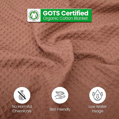 100% Long Staple Cotton Waffle Multipurpose Blanket | Soft & Breathable, Lightweight All-Season Throw for Bed/Couch/Sofa | Machine Washable | (Waffle-Coffee, Twin)