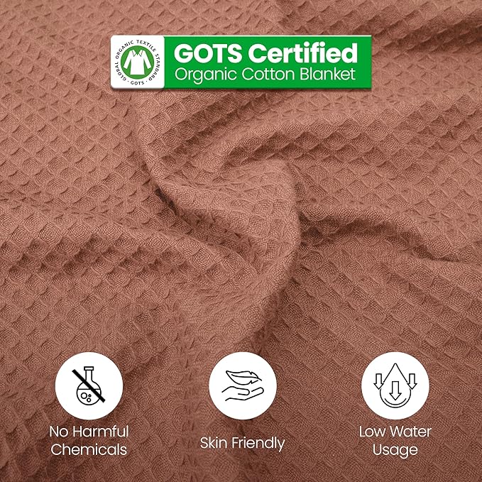 100% Long Staple Cotton Waffle Multipurpose Blanket | Soft & Breathable, Lightweight All-Season Throw for Bed/Couch/Sofa | Machine Washable |n (Waffle-Coffee, King (U.S. Standard))