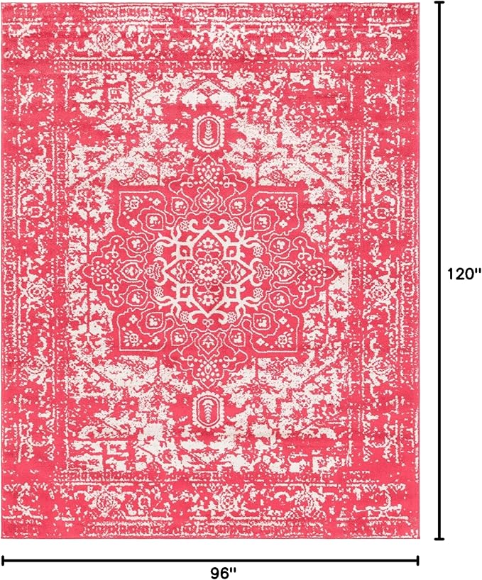Rugs.com Arlington Collection Rug – 8' x 10' Pink Medium-Pile Rug Perfect for Living Rooms, Large Dining Rooms, Open Floorplans
