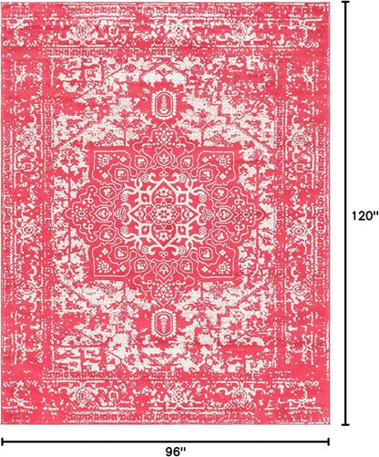 Rugs.com Arlington Collection Rug – 8' x 10' Pink Medium-Pile Rug Perfect for Living Rooms, Large Dining Rooms, Open Floorplans