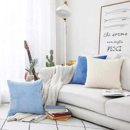Home Brilliant 2 Pack Super Soft Plush Corduroy Solid Textured Large Throw Euro Pillow Shams Cushion Cover for Couch Floor 26x26 Valentines Pillow Covers, for 28x28 Insert, Cream Cheese