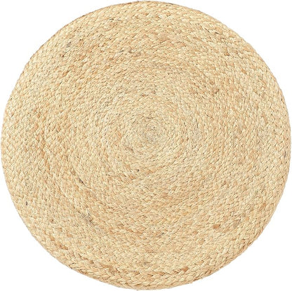REDEARTH · Cylindrical Pouf Foot Stool Ottoman - Jute Braided Pouffe Poof Accent Sitting Footrest for Living Room, Bedroom, Nursery, Patio, Lounge & Other Rooms (Natural Olive, 18"X18"X14")