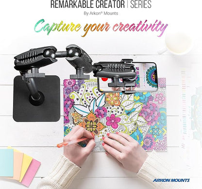 ARKON Mounts Remarkable Creator Pro Mount with Teal Extension Pole | for Content Creators & Hobbyists | 360 Adjustable Angle | Heavy-Duty Base | Fits iPhone, Samsung, Google, & More