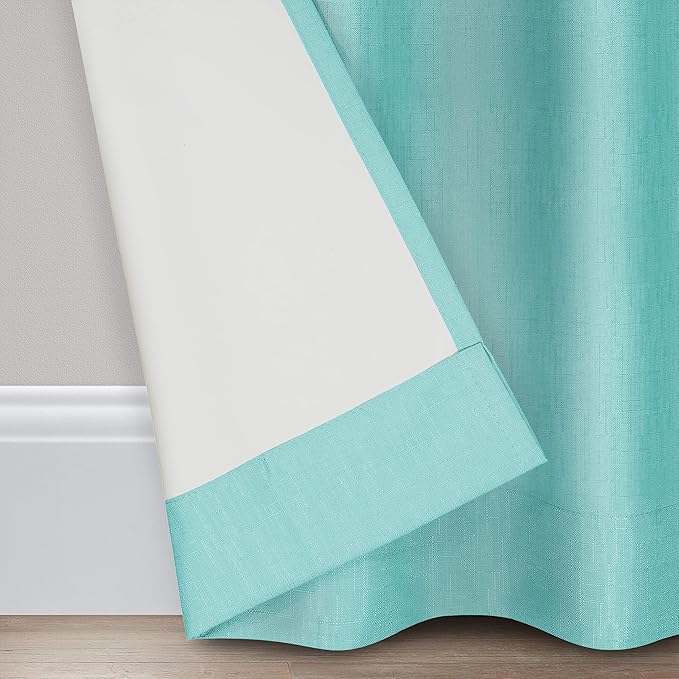 ECLIPSE Kendall Modern Blackout Thermal Rod Pocket Window Curtain for Bedroom or Living Room (1 Panel), 42" x 95", Pool