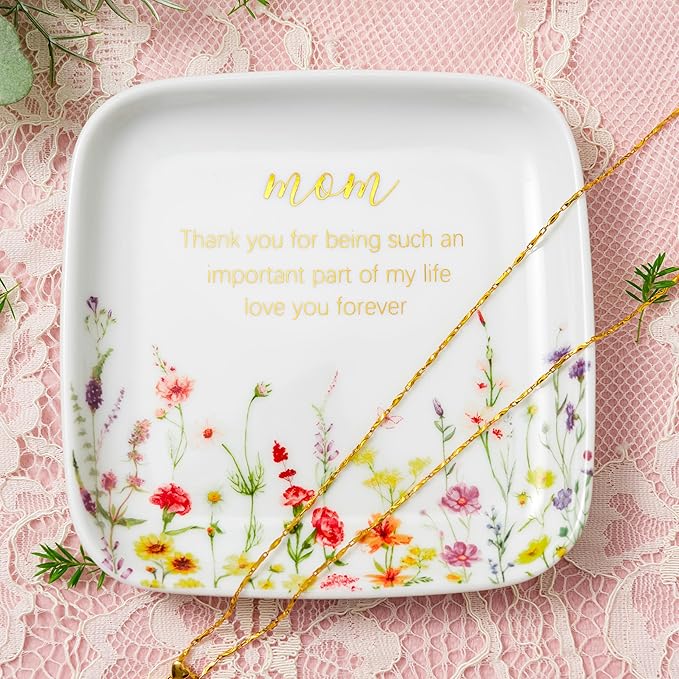 Crisky Jewelry Ring Dish for Mom Birthday Gifts Thinking of You Gift for Mom Mother's Day Gift from Daughter Son for Thanksgiving Christmas Valentine Gift Ideas (Love You Forever) Thrinket Tray
